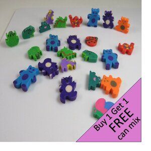 Easter Egg Filler: Small Erasers (24 items) Bears, Frogs & Dinosaurs etc.